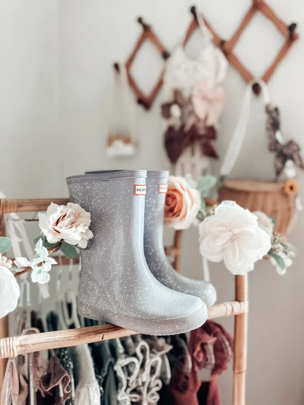 Hunter Shimmery Gloss Pastel Glitter Rainboots UK10 US11